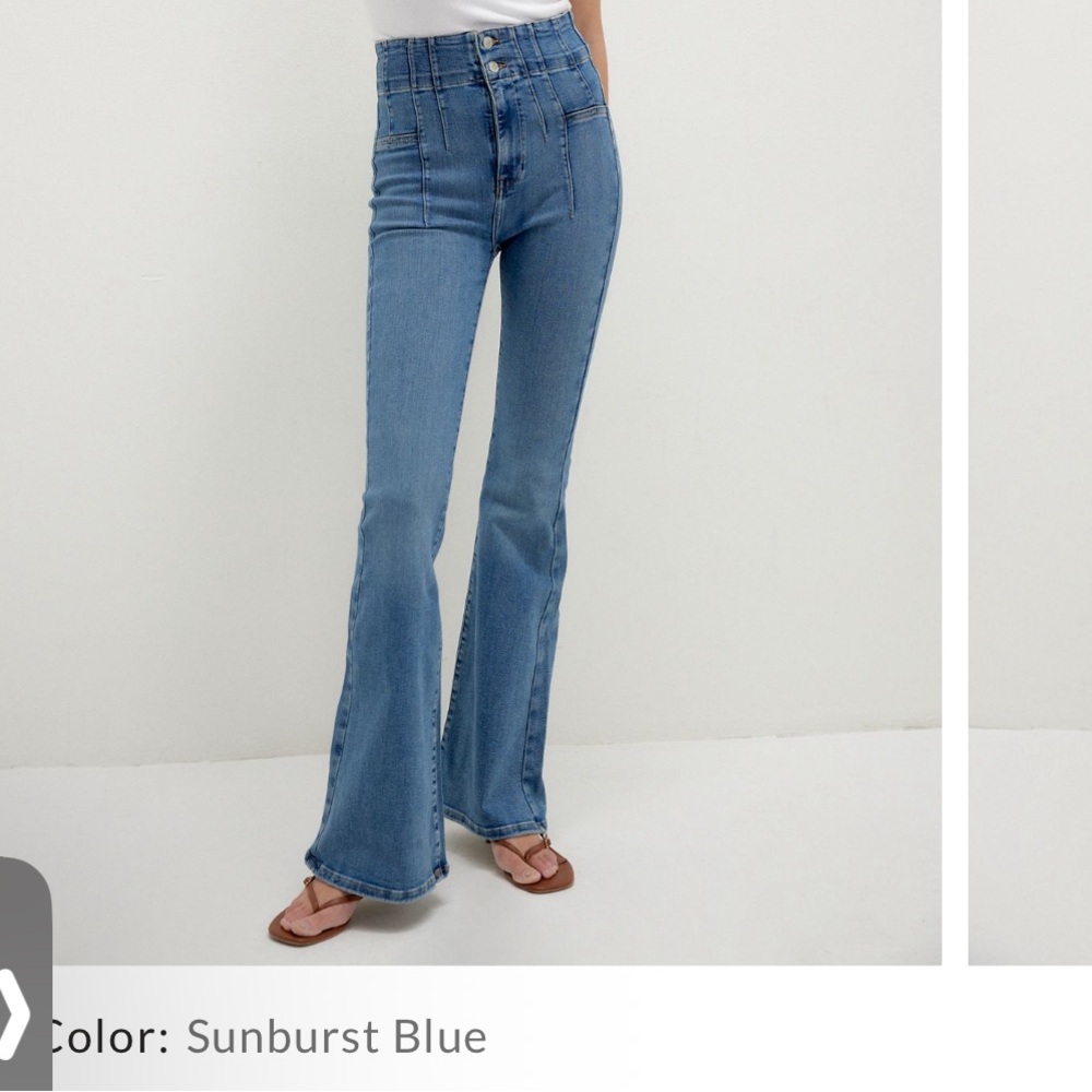 Free People Jayde High-Rise Flare Jeans in Sunburst Blue